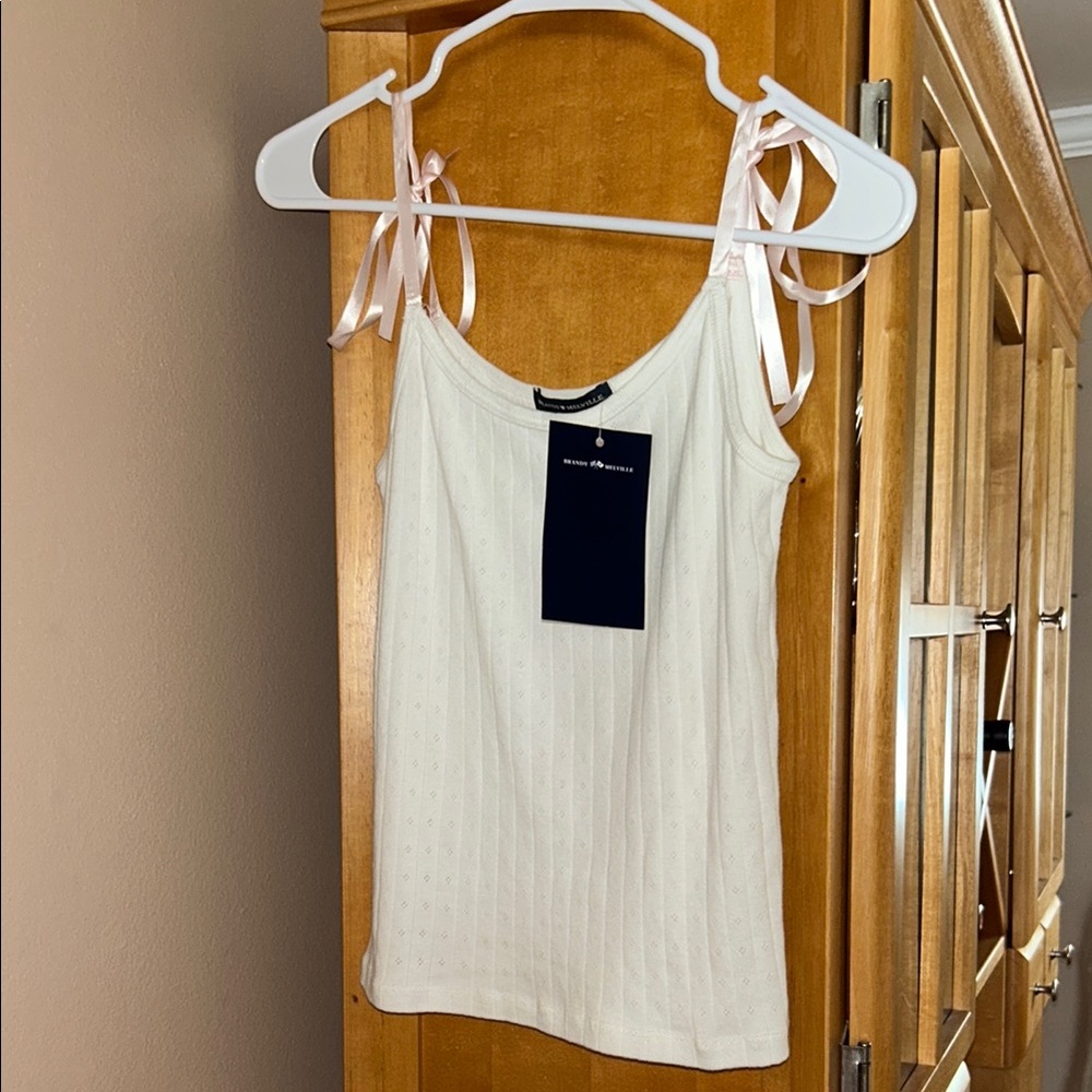*SOLD* NEW WITH TAGS Brandy Melville Pointelle Bow-Strap Tank Top